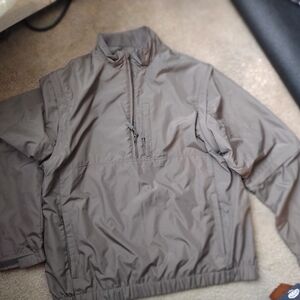 Walter Hagens Men's Taupe Quarter Zip Detachable Windbreaker Jacket
